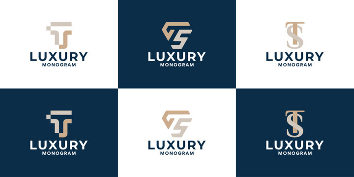Set of initial letter TS logo design monogram