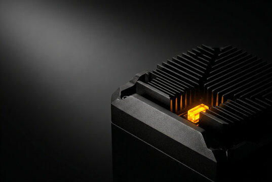 Industrial hardware cooling heatsink component with amber led indicator light