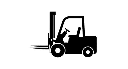 Naklejka premium Minimal black silhouette icon, simple flat vector, bold black shape, no, no shading black silhouette icon of a forklift truck on a, flat icon style