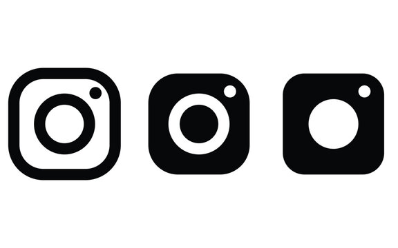 Three different style variations of black and white Instagram logos displayed horizontally on a white background on June 21, 2026, in Chittagong , Bangladesh.