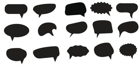 Fototapeta premium Speech bubbles black silhouettes