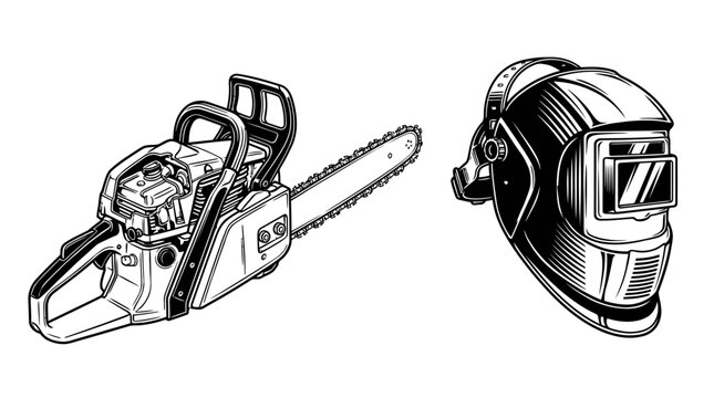 Chainsaw and Welding Mask Icons