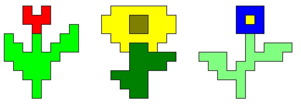 Pixel flowers vector set