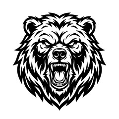 Fototapeta premium A fierce bear head illustration with an open mouth and sharp teeth