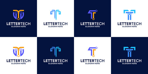 Fototapeta premium Collections of initial letter X logo design. X tech, X connect, X circuit logo concept
