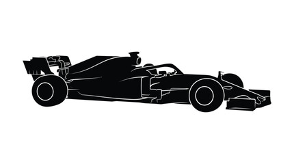 Naklejka premium Formula one racing car side view black silhouette
