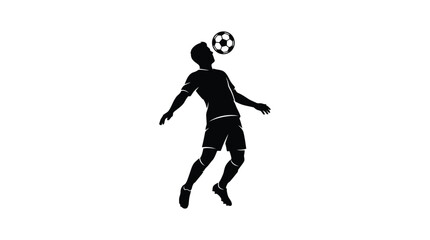 Obraz premium Soccer player heading ball black silhouette football