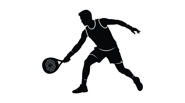 Padle tennis player in action black silhouette