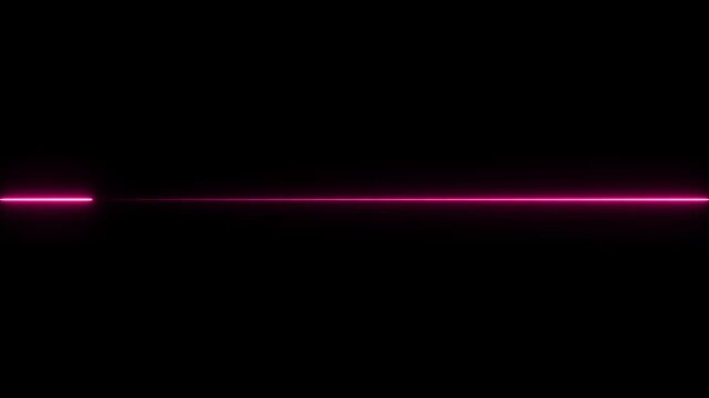 Bright neon laser line Fast speed icon animation, moving from right to left on black background. 4k video