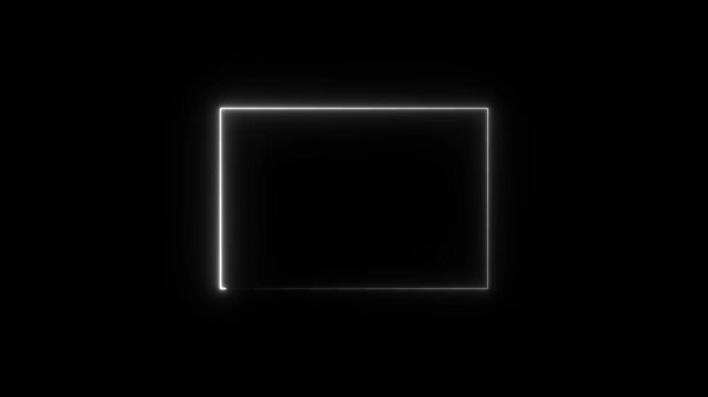 Glowing neon square rectangle shape round seamless on black background. 4k video