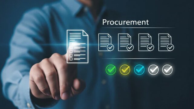 Business Person Interacting With Digital Procurement Workflow Interface