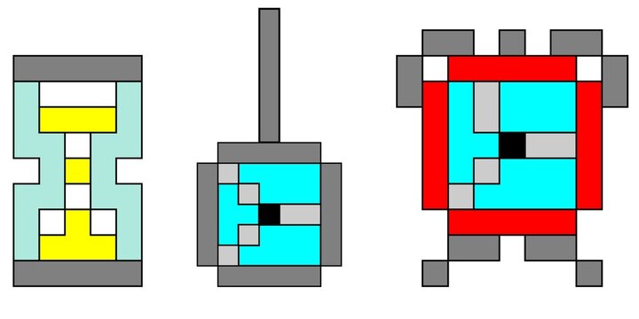 Set of 3 pixel clocks vector
