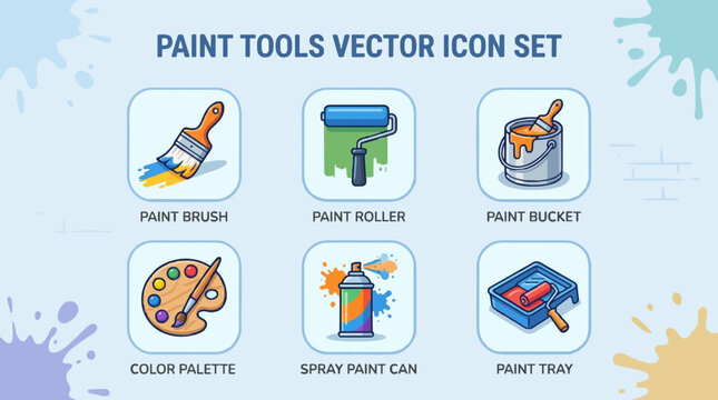 Paint icons set. Paint brush vector icon. Paint roller icon