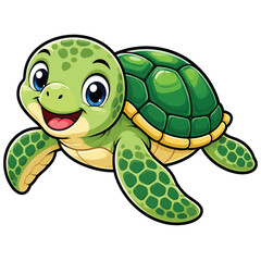 Obraz premium Cute Sea Turtle Wildlife Illustration For Nature Conservation Branding And Educational Marketing