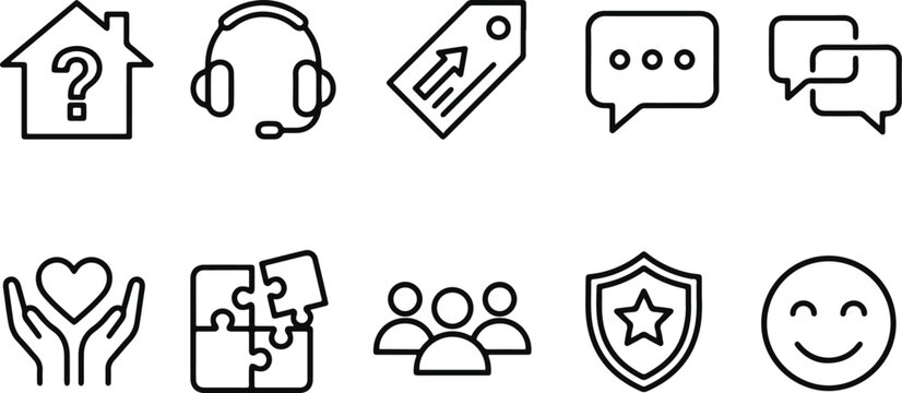 Set of line style business and support icons