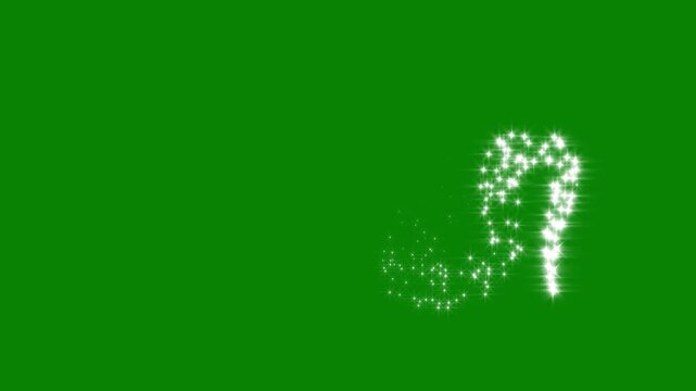 Luxury white glitter sparkles line star, twinkling glitter stars line animation, magic sparkling bokeh effect, fairy dust magic dust, pixie dust path, Christmas stars isolated green background 4k.