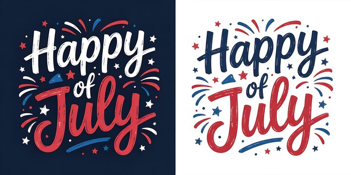 Happy 4th of july typography designs patriotic holiday lettering