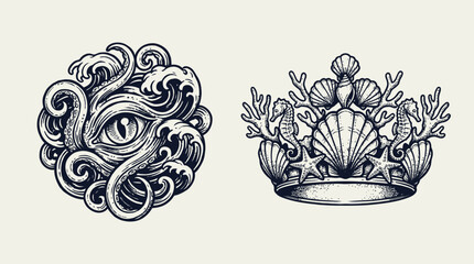 Mysterious Eye in Waves & Seashell Crown © Nur