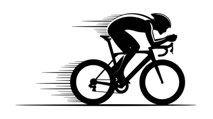 Fototapeta premium Adobe Illustrator ArtworkCyclist Racing in Motion Blur Silhouette Against White Background