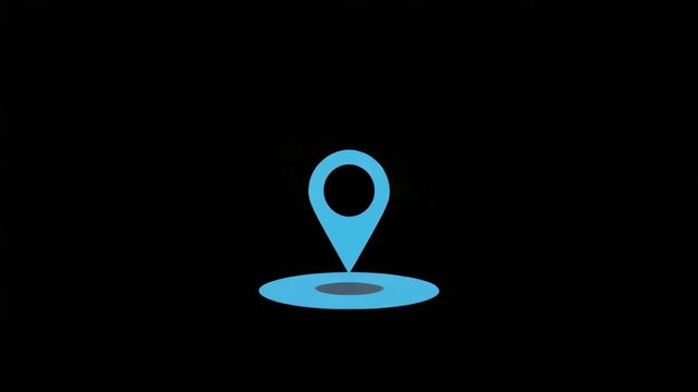 Location pin icon with vibrant rainbow arch animation isolated on a black background for digital navigation and travel video footage