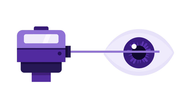 Laser Eye Surgery and Biometric Scan Illustration - LASIK Vision Correction and Ophthalmology Concept Vector