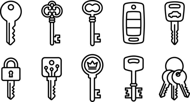Various keys and key icons