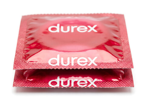 Durex condoms stacked safe sex and sexual health product close up