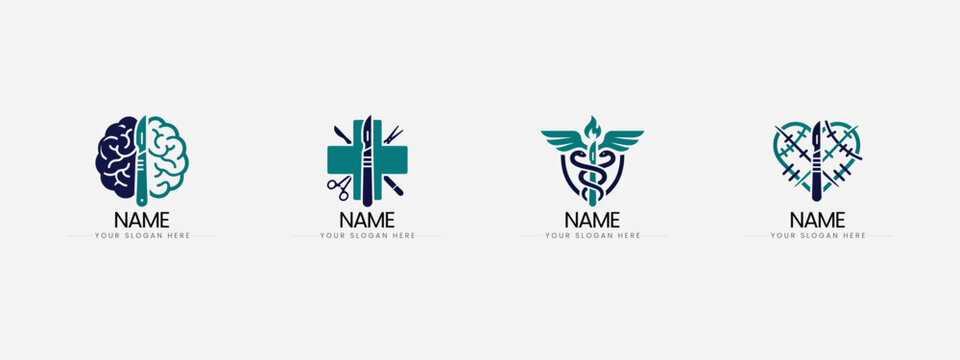 Medical and hospital branding logo set with hospital branding caduceus medicine pharmacy