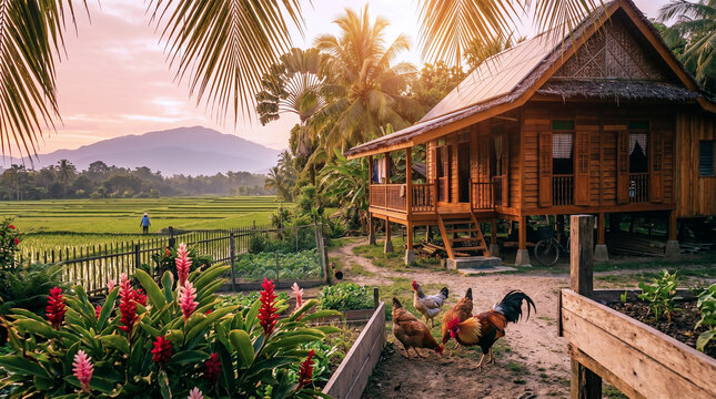Malaysia kampung village with solar