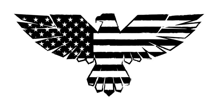 American eagle with usa flag pattern wings and body patriotic symbol