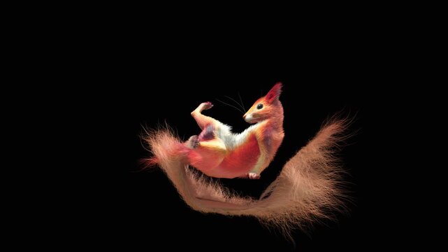 Realistic dancing squirrel performing rumba dance animation with alpha channel transparent background
