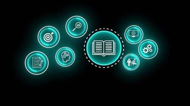 Online education concept. Digital courses to develop new skills. training and e-learning webinar on internet for personal development and professional qualifications4k video animation .