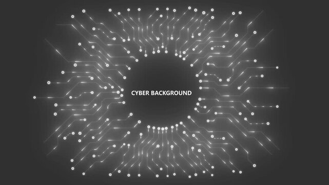 Abstract digital circuit board in blue. Cyber background. Futuristic microchip processor concept. Artificial intelligence web banner