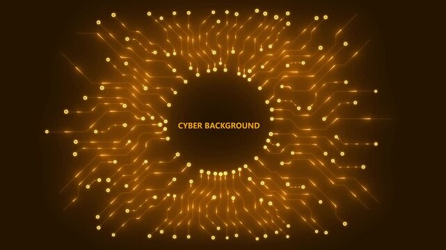 Abstract digital circuit board in blue. Cyber background. Futuristic microchip processor concept. Artificial intelligence web banner