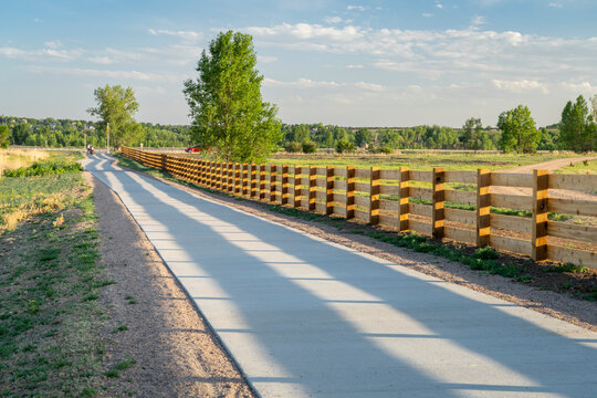 newly constructed bike trail - Poudre River Trail near Timnath in northern Colorado