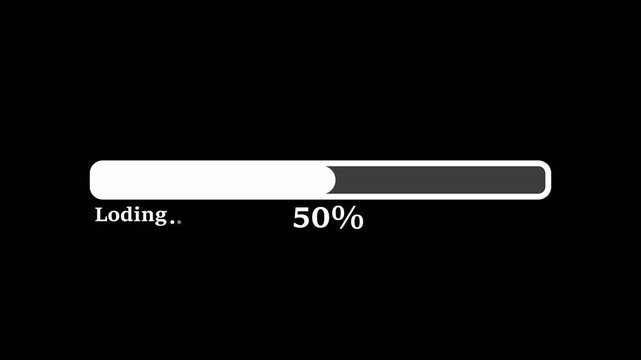 Abstract loading icon animation . Loading bar and percentage Futuristic progress loading bar 0-100 percent.on black backgraund. Colorful and Pastel Colored Loading Progress Bar