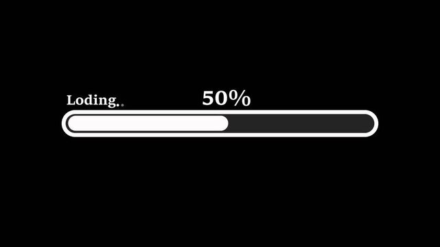 Abstract loading icon animation . Loading bar and percentage Futuristic progress loading bar 0-100 percent.on black backgraund. Colorful and Pastel Colored Loading Progress Bar
