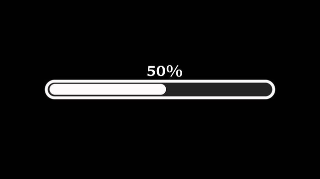 Abstract loading icon animation . Loading bar and percentage Futuristic progress loading bar 0-100 percent.on black backgraund. Colorful and Pastel Colored Loading Progress Bar