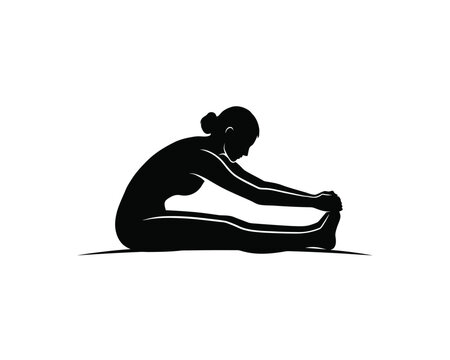 Silhouette Of Woman In Seated Forward Bend Pose yoga