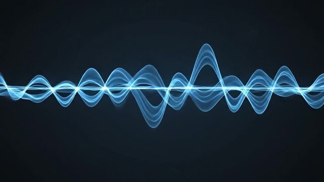 Multiple blue sine wave patterns overlapping on dark background.
