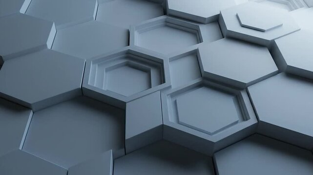 White 3D hexagonal tiles in a repeating geometric pattern.