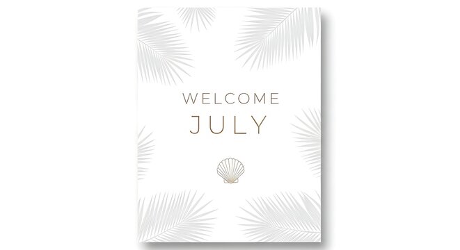 Minimalist July welcome greeting card with pearl decoration.