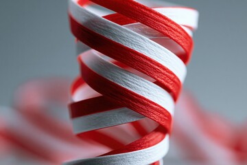 Obraz premium Red and white ribbons spiraling upward in festive celebration