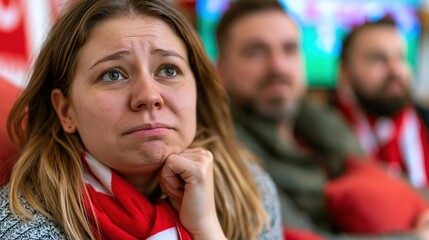 Obraz premium Turkish football fans watching match with hope and suspense on cozy sofa