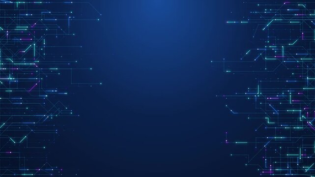 Abstract technology background with digital circuit board pattern and glowing lines