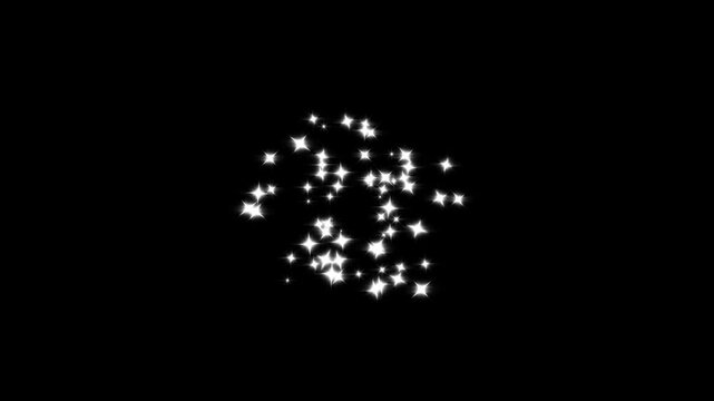 Glitter light star sparkle, blast star shining comet trace with glare effect. Twinkling 2D glitter star blast animation. glittering magic shimmer on black screen.4K