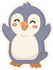 Fototapeta premium Cute cartoon Winking Penguin with a happy expression Illustration vector shape