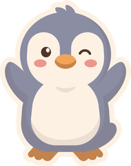 Fototapeta premium Cute cartoon Winking Penguin with a happy expression Illustration vector shape