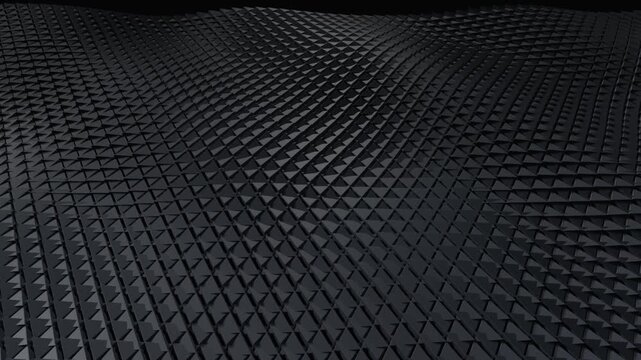 Abstract dark geometric background with triangular pattern and wave effect