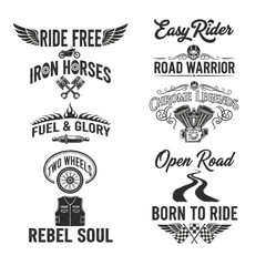Fototapeta premium Set of 10 Motorcycle Rider Typography Designs with Freedom Quotes and Vintage Biker Lettering Bundle
